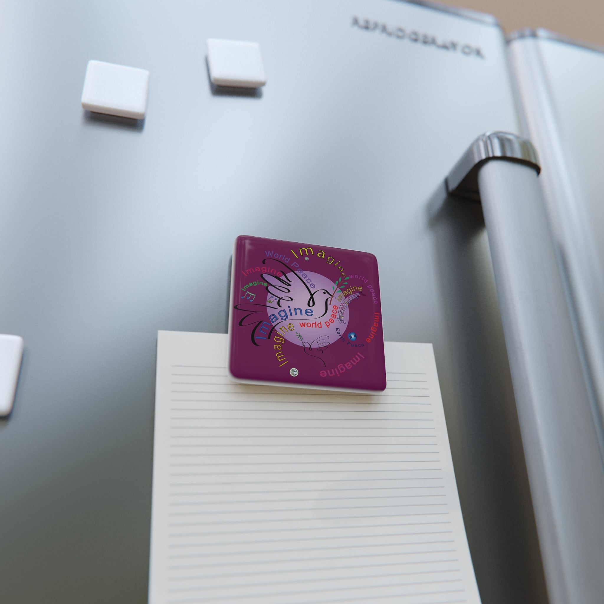 Imagine Peace Dove Imagine Purple - 2" Porcelain Magnet