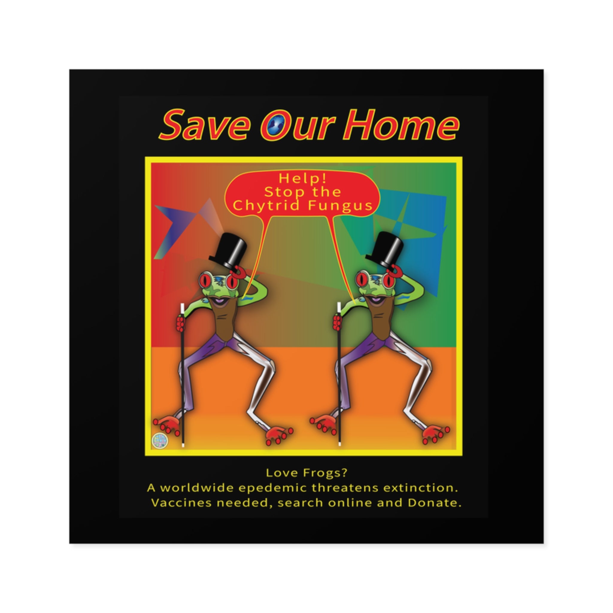 Save Frogs from Chytrid Fungus indoor/outdoor square stickers