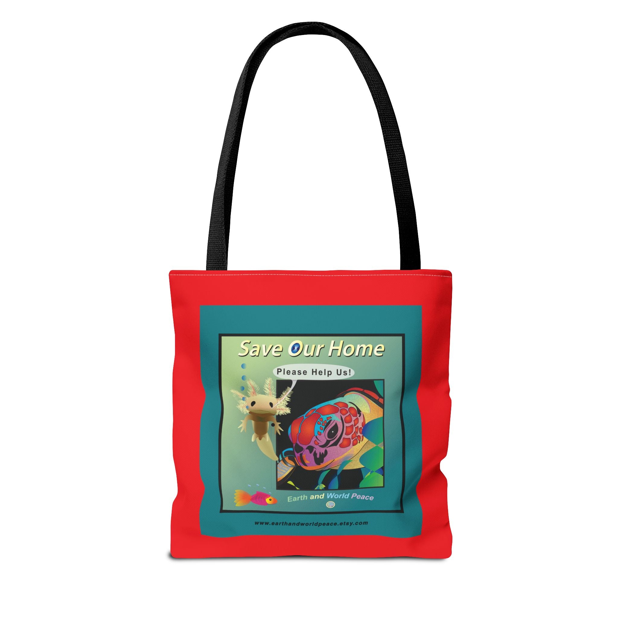 Tote Bag - Sea Turtle & Axolotl