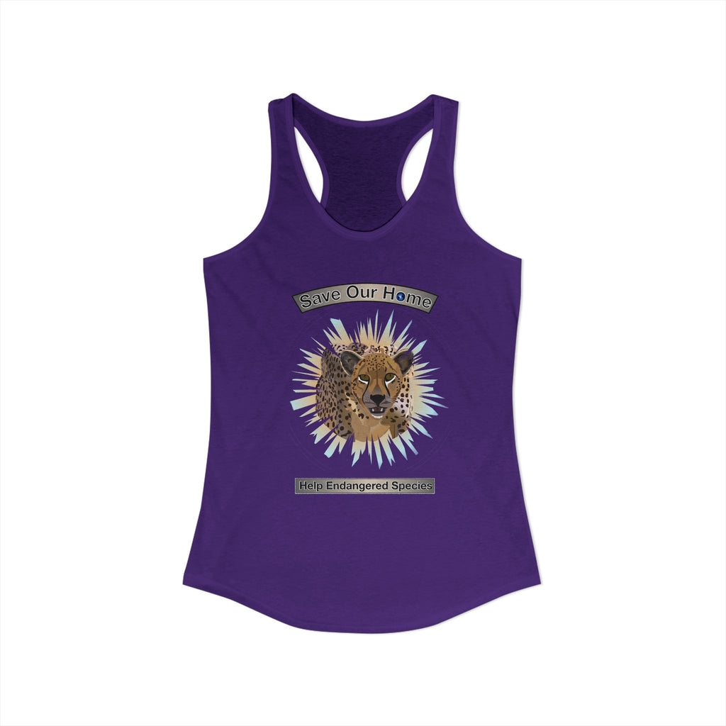 Cheetah Night Time Has Something to Say Racerback Tank