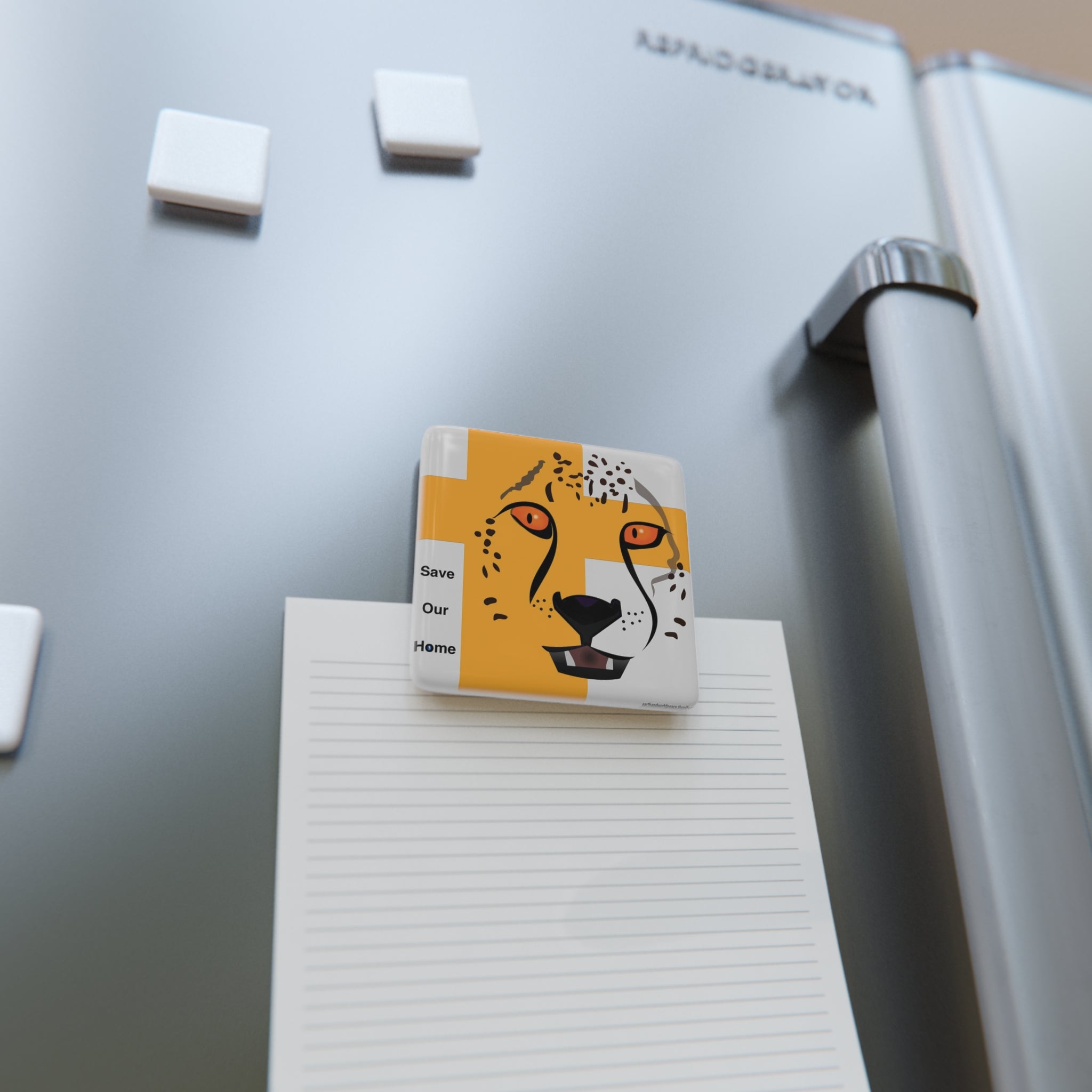 Cheetahs Ask Save Our Home - 2" Porcelain Magnet