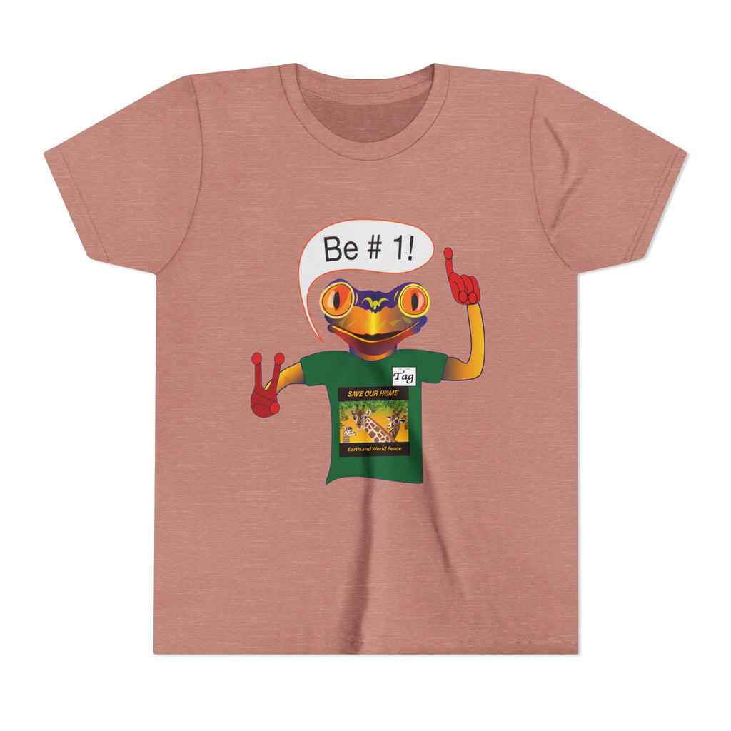 Youth Tee - Mc Frogs say "Be # 1" .  Do the best you can BeKids Shirt