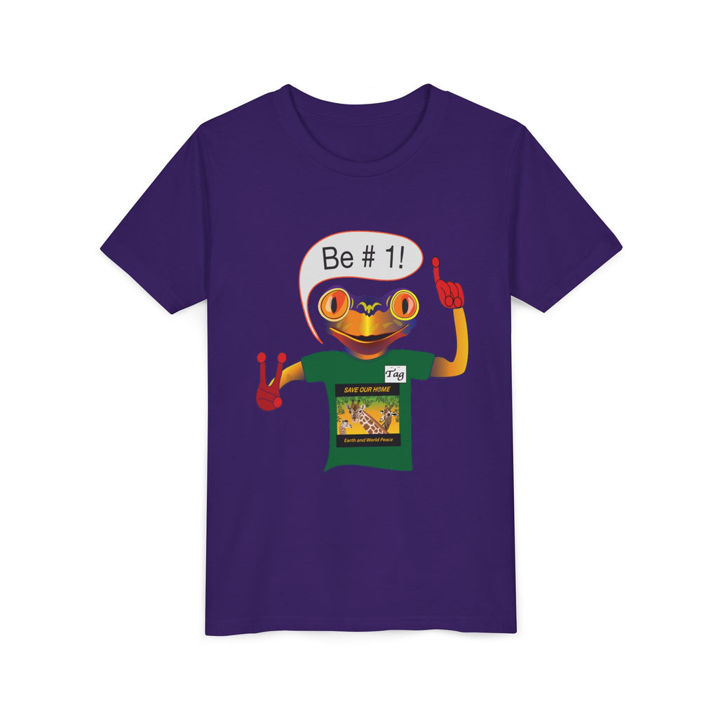 Youth Tee - Mc Frogs say "Be # 1" .  Do the best you can BeKids Shirt
