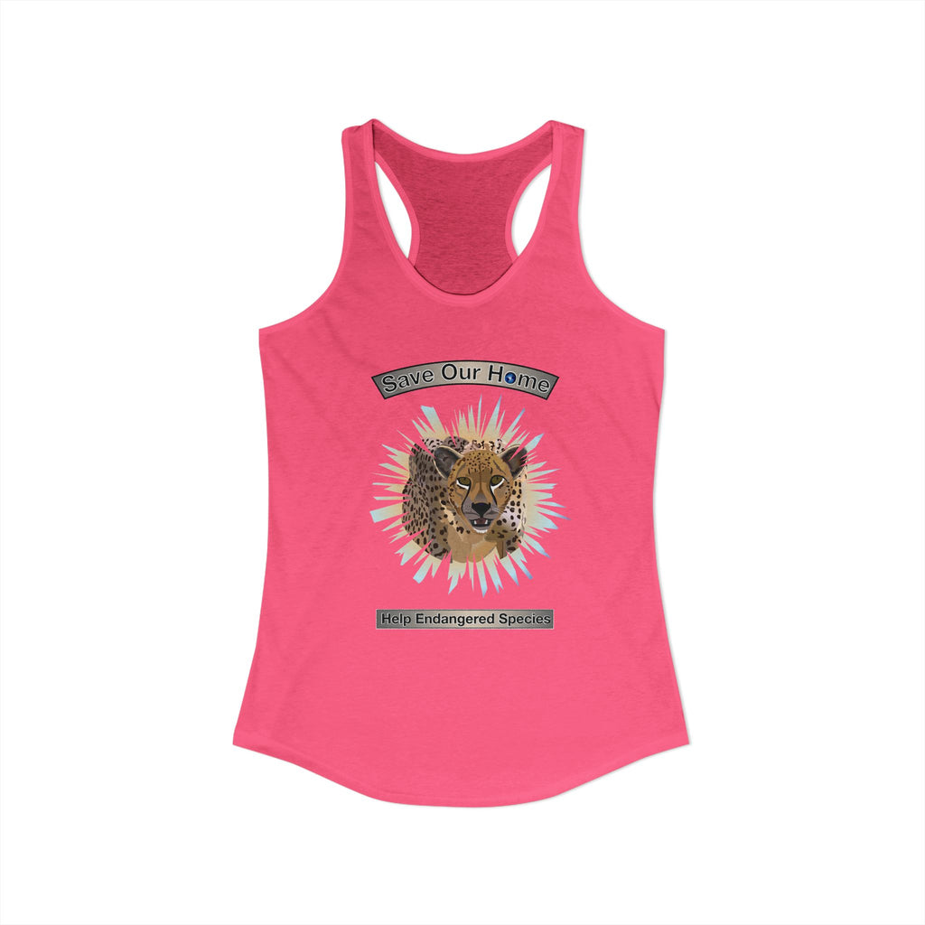 Cheetah Night Time Has Something to Say Racerback Tank