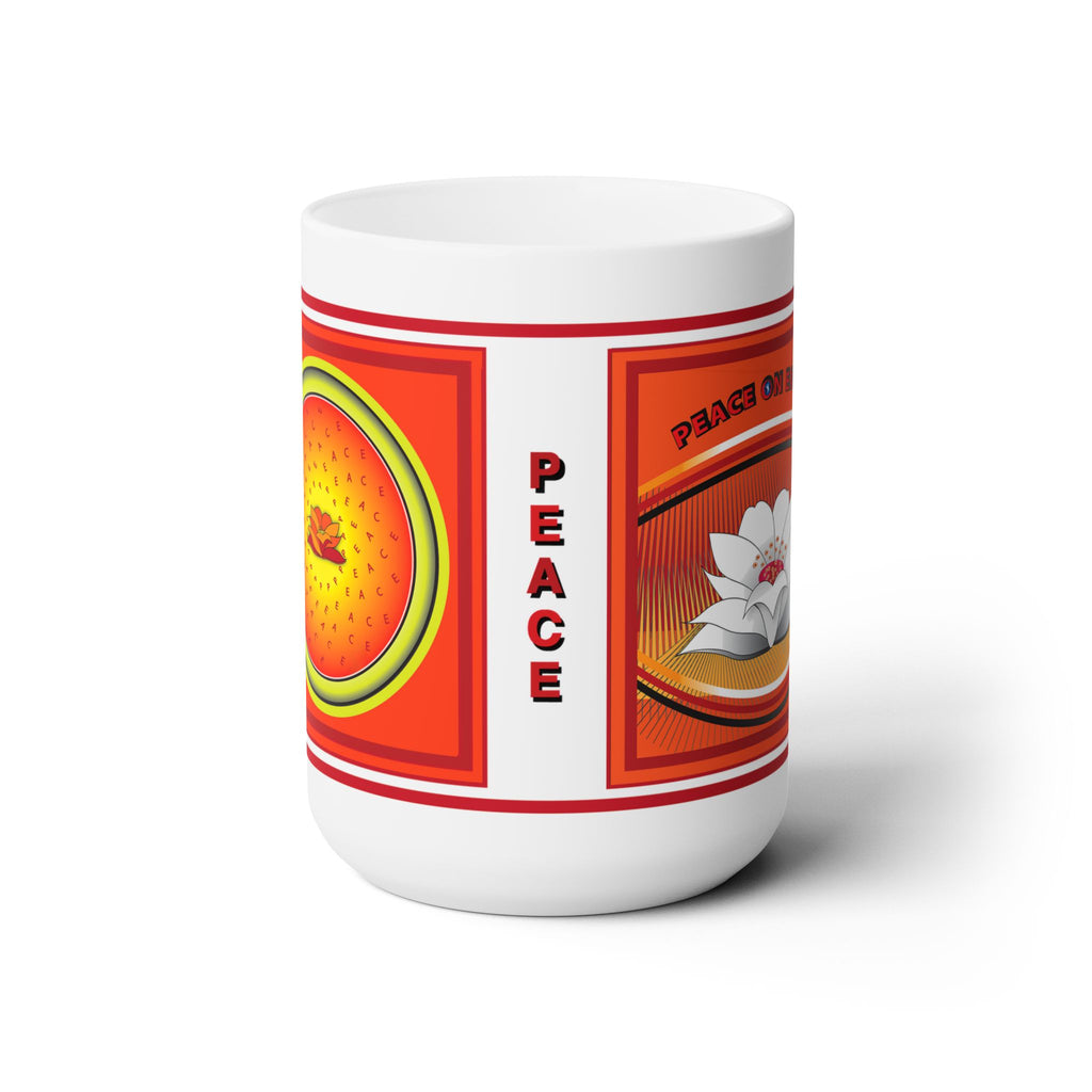Two Lotus Flowers : Peace White Mug 15oz