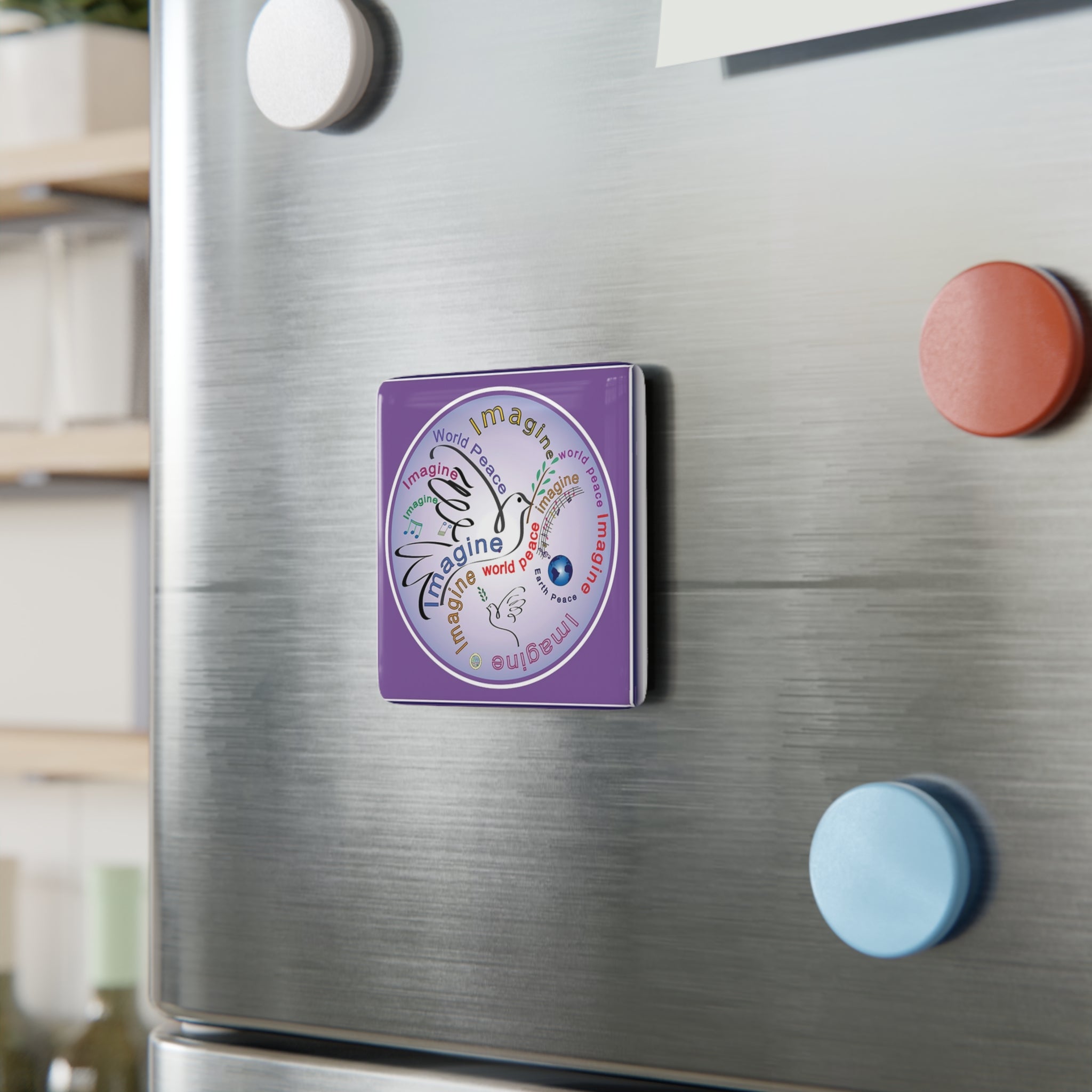 Imagine Imagine Imagine World Peace - 2" Porcelain Magnet