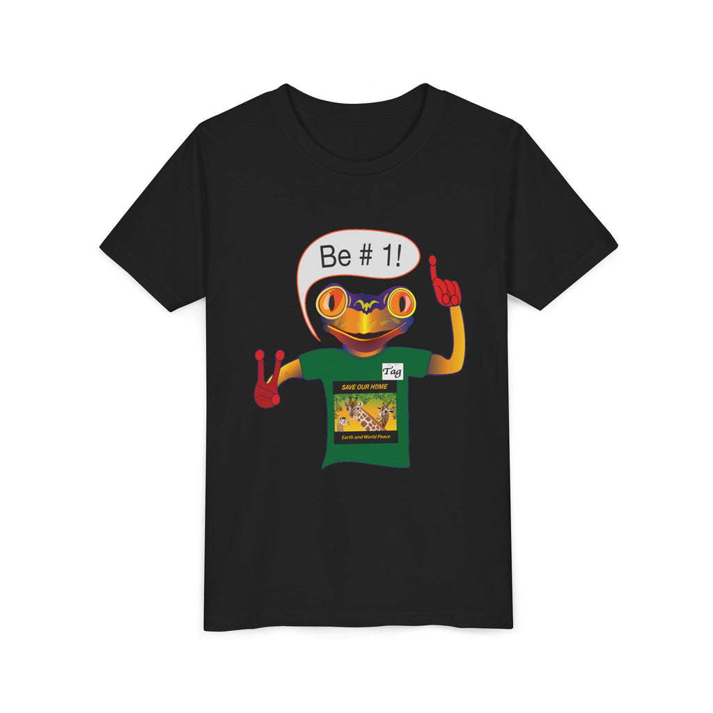 Youth Tee - Mc Frogs say "Be # 1" .  Do the best you can BeKids Shirt