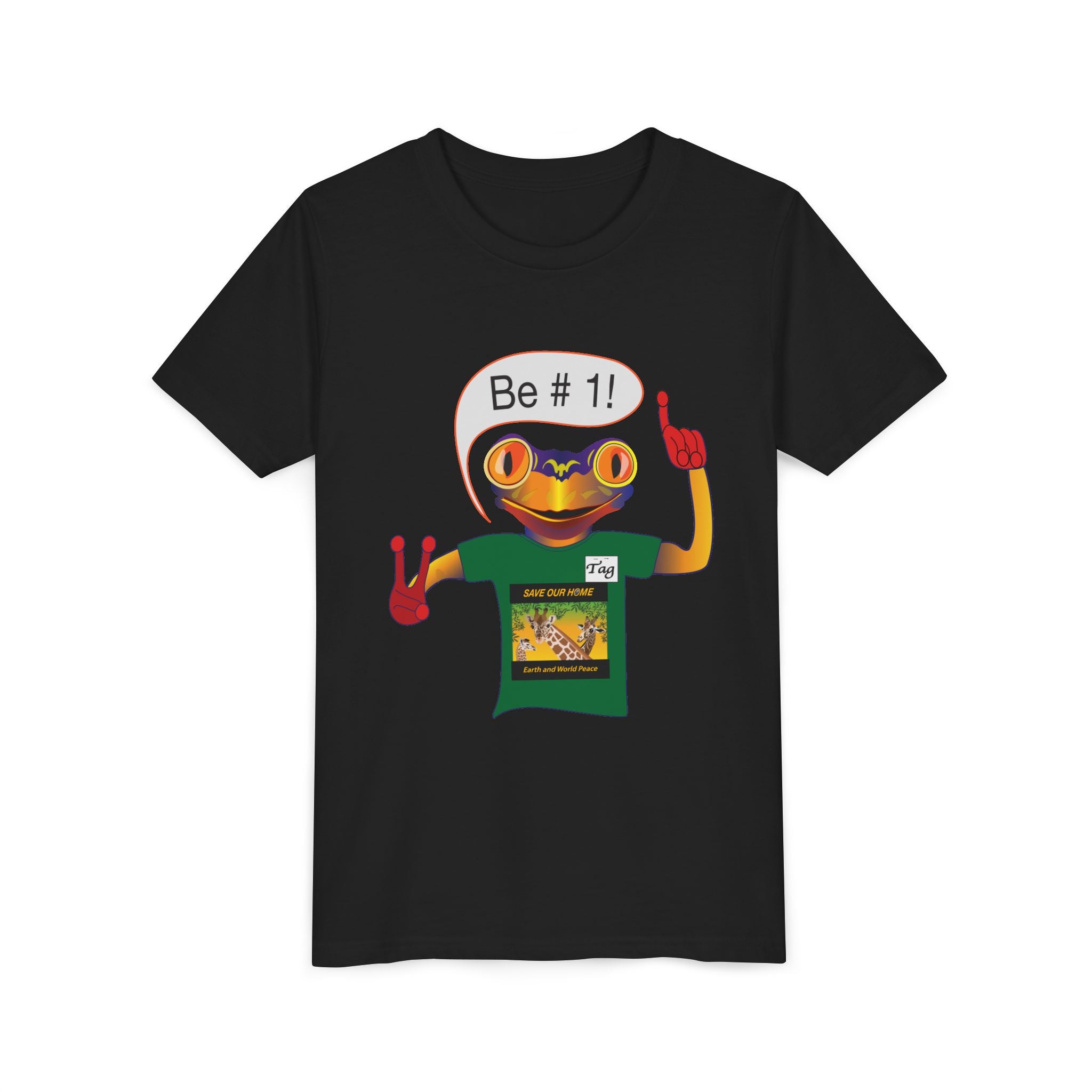 Youth Tee - Mc Frogs say "Be # 1" .  Do the best you can BeKids Shirt