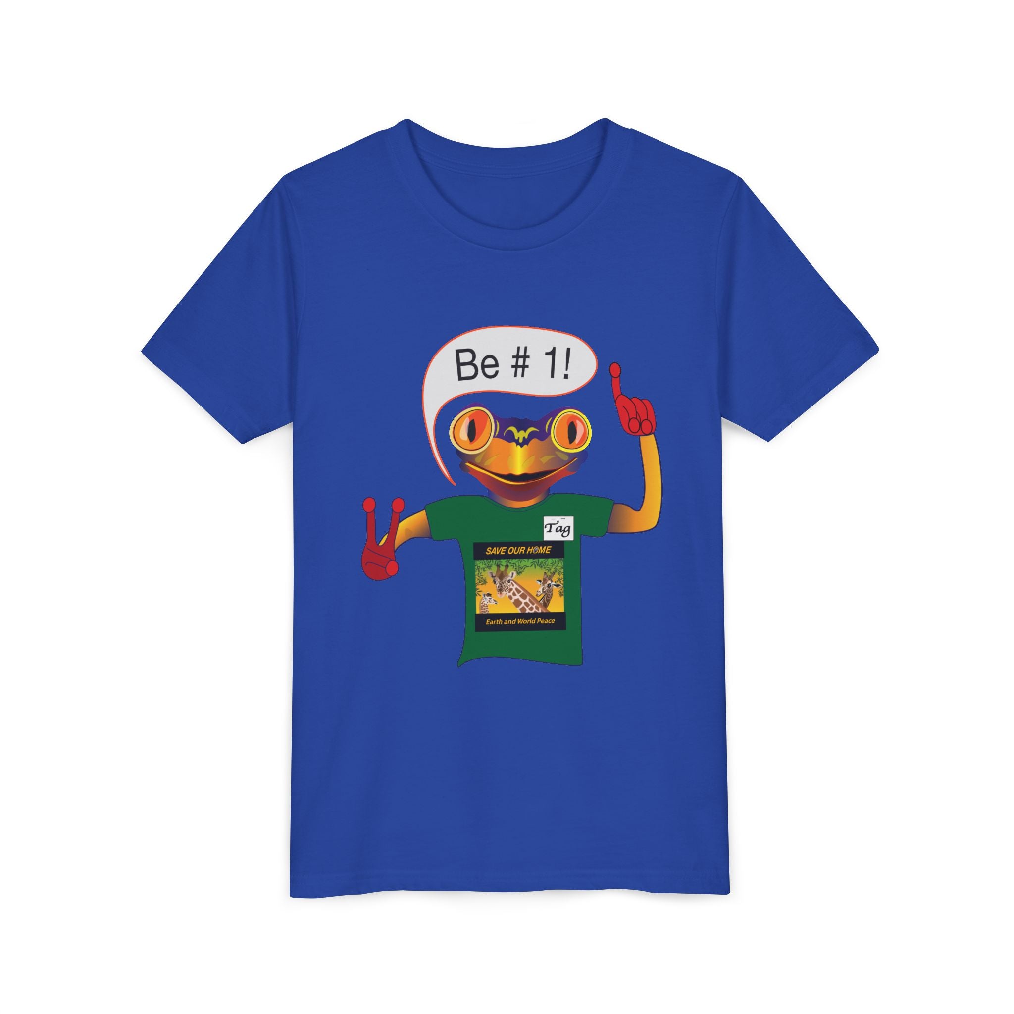 Youth Tee - Mc Frogs say "Be # 1" .  Do the best you can BeKids Shirt