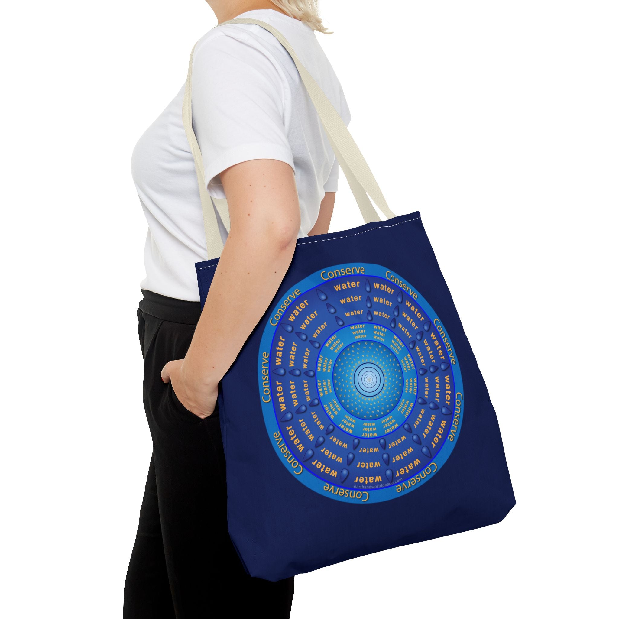 Conserve Water Blue & Gold Tote Bag