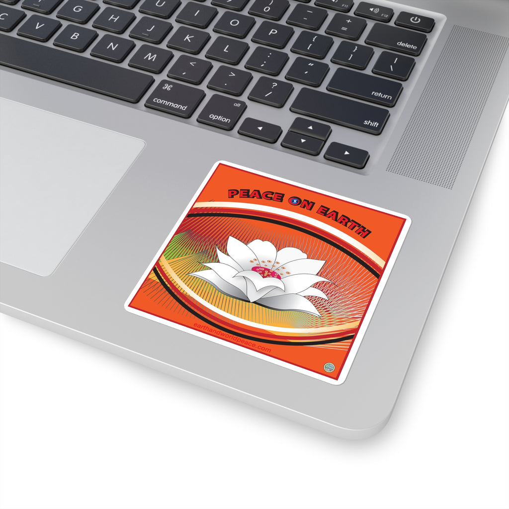 Lotus Flower and Peace on Earth  3" Sticker