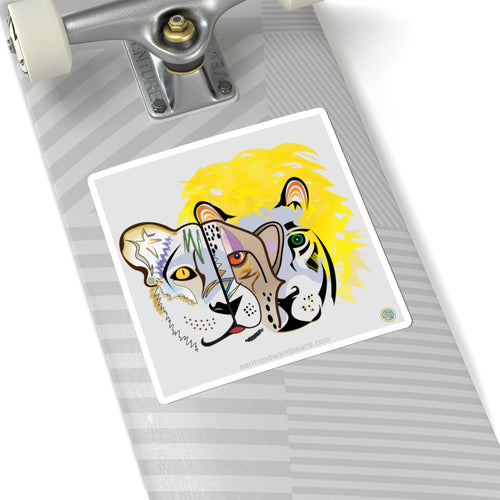 Cat Trio Lioness, Cheetah, and Lion Sticker