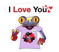 Sue Mc Frog Mascot Kiss-Cut Sticker I Love You