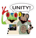 Frogs Ken & Ben Mascot Kiss-Cut Sticker Unity