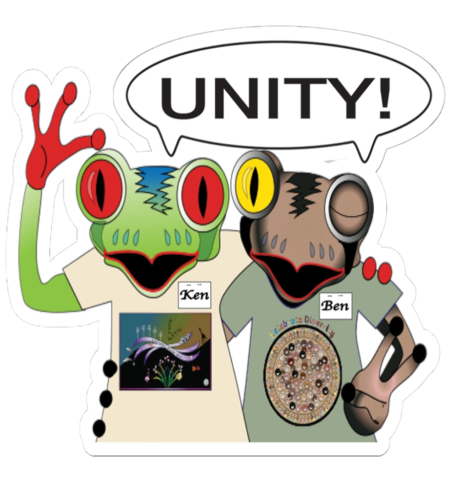 Frogs Ken & Ben Mascot Kiss-Cut Sticker Unity