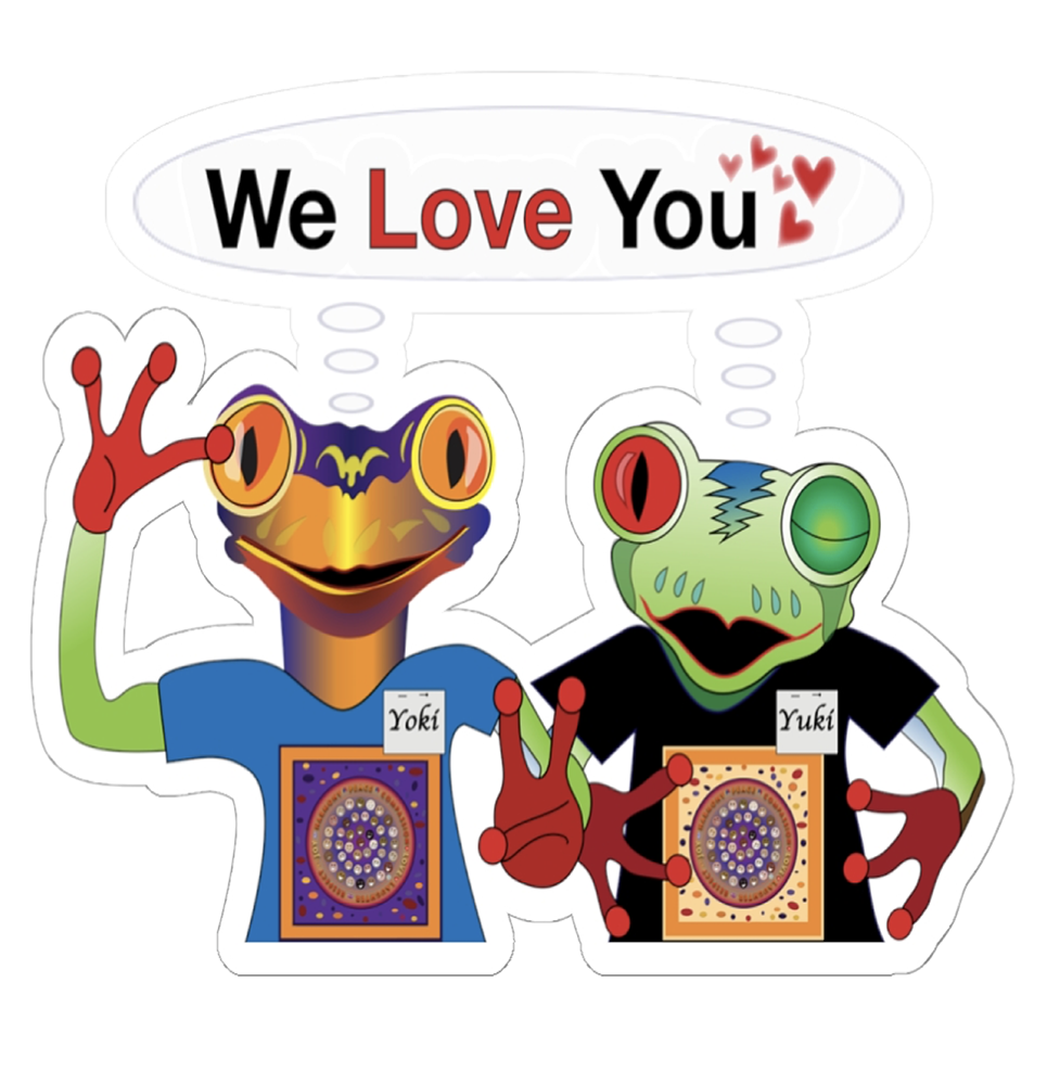Two Frog Mascsts Kiss-Cut Sticker — "I Love You"